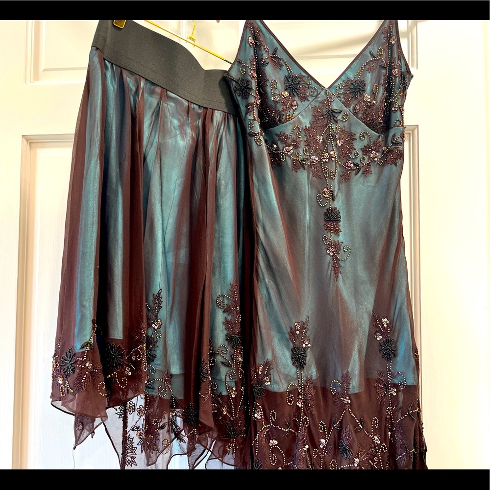 Papell boutique Evening formal 1920s vibes convertible dress with 100% silk